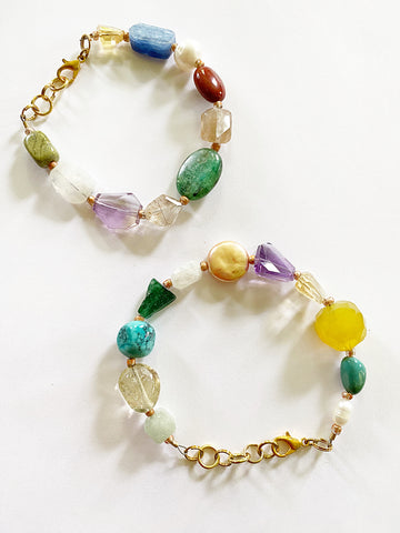 Multi Gem Stone Alignment Bracelet