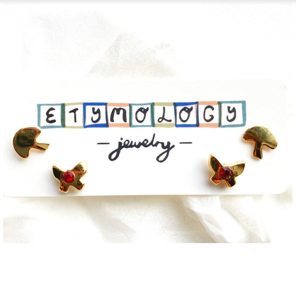 Etymology Jewelry - Stud Earrings Set- Studs- Dainty Earrings - Spring Jewelry