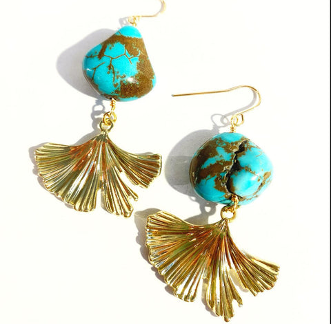 Turquoise Gingko Earrings