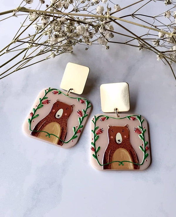 Pearl and Ivy Studio - Woodland cottage core earrings - Big Bear