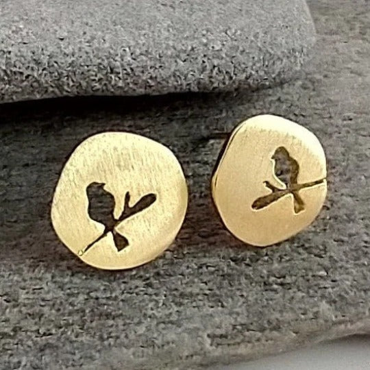 Piccadilly Pendants - Bird Silhouette Studs, Gold or Silver