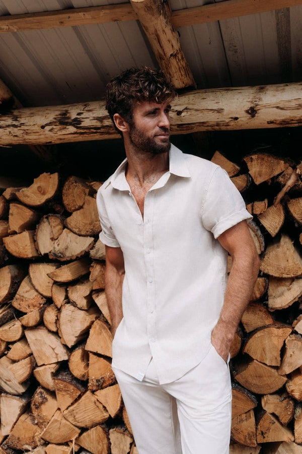 Wolfe Co. Apparel and Goods® - Men's Oat Short Sleeve Linen Shirt