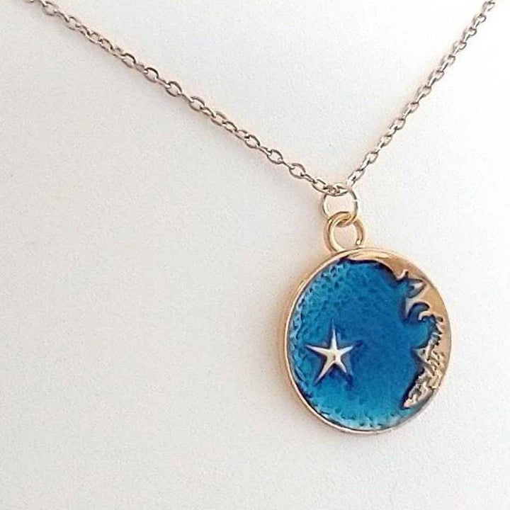 Crescent Moon Necklace, Blue