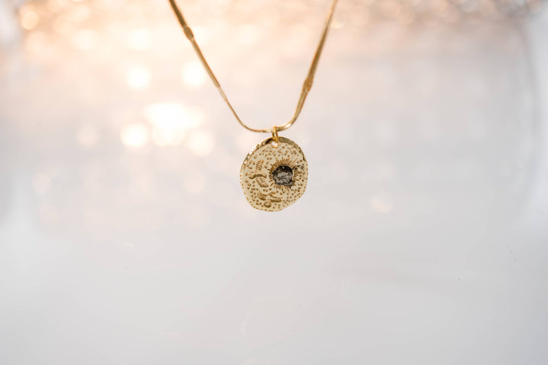 Dynamo - Gold Necklace Coin Bird Necklace Gold Pyrite Necklace