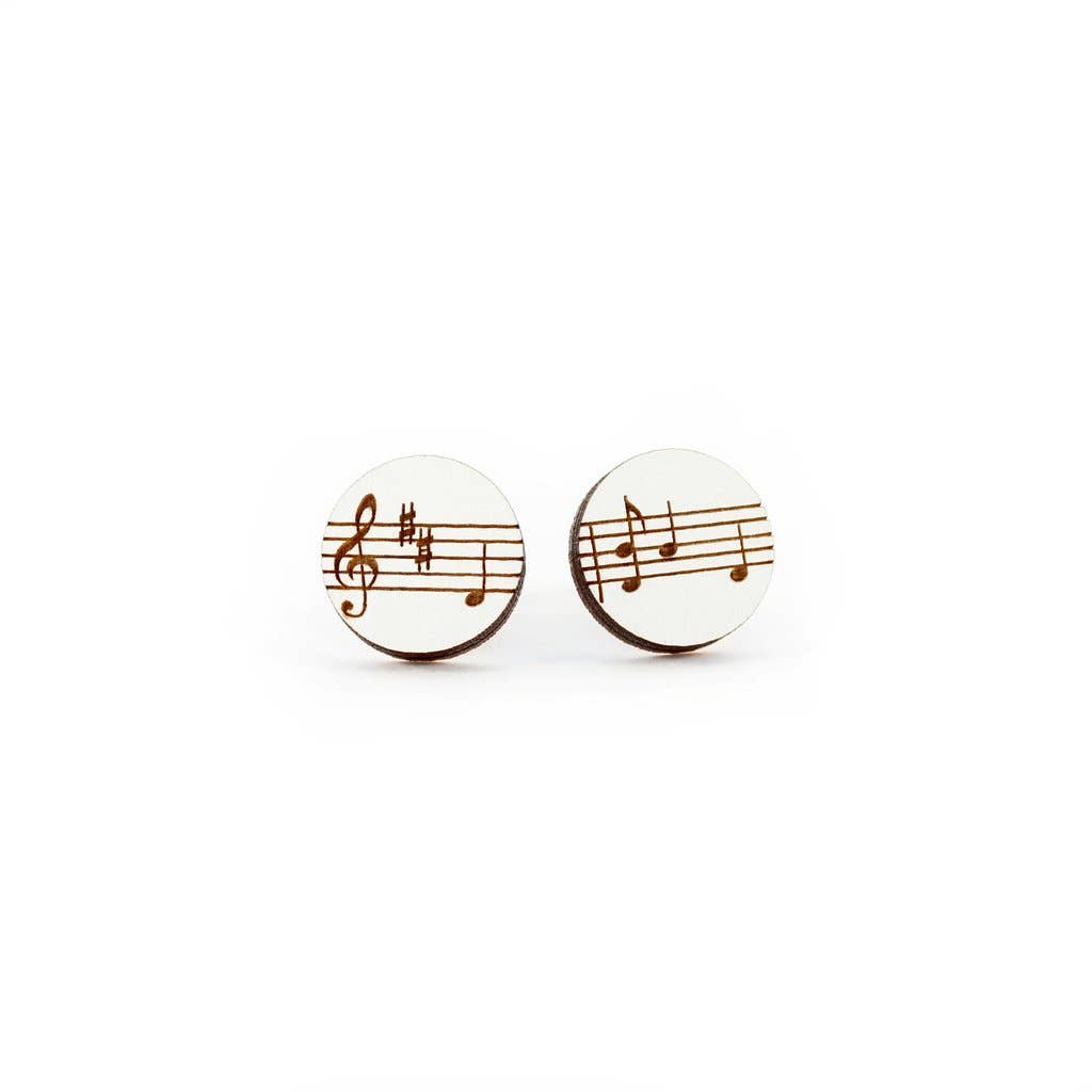 music note stud earrings