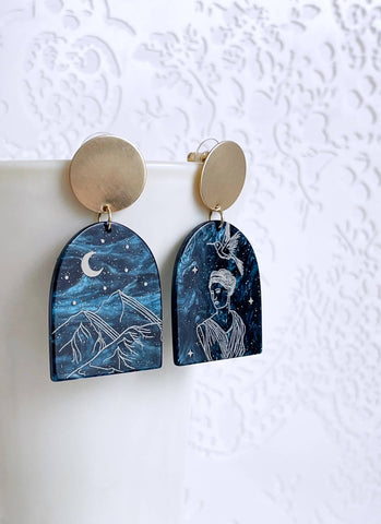 Mystical Moon & Mountain Earrings