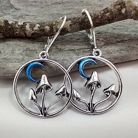 Blue Moon Mushroom Earrings