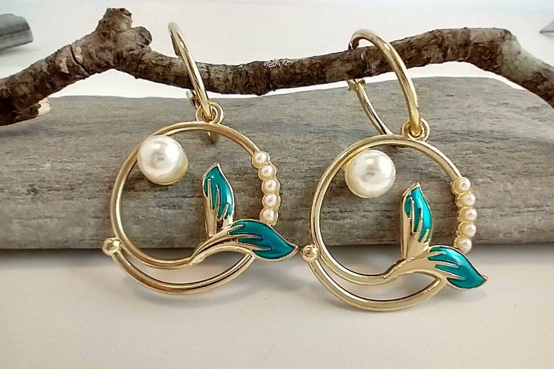 gold mermaid earrings