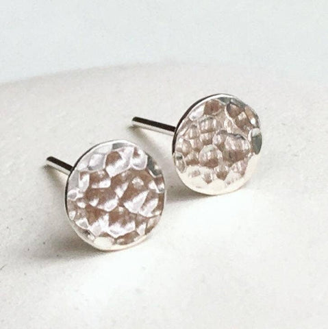 Coin Stud Earrings, Sterling Silver